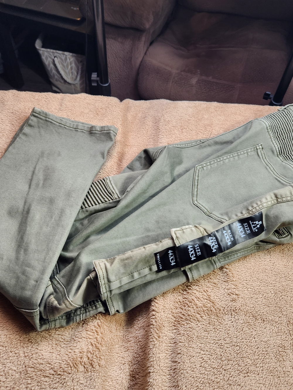 Men's Olive Green Biker Denim 44/34